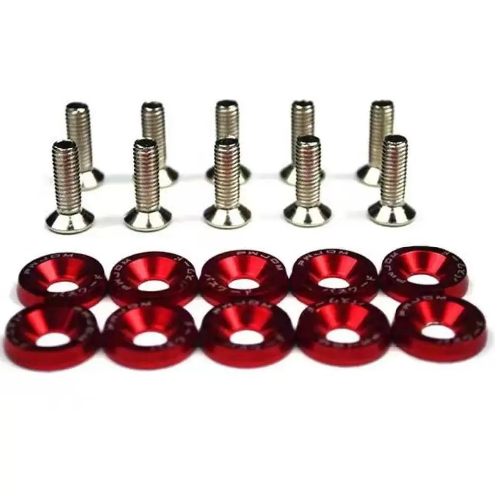 10Pcs/Pack M6 Washers JDM Style Aluminum Alloy Scooter Fasteners Screws Concave Hexagonal Car Modified Fasteners