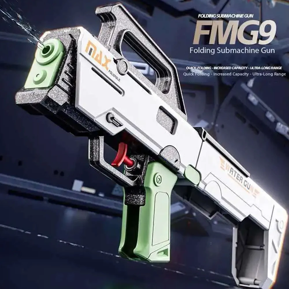 

Водный пистолет FMG9 складной, с автоматической непрерывной стрельбой, сверхдальним радиусом действия, большой емкостью, для водных игр
