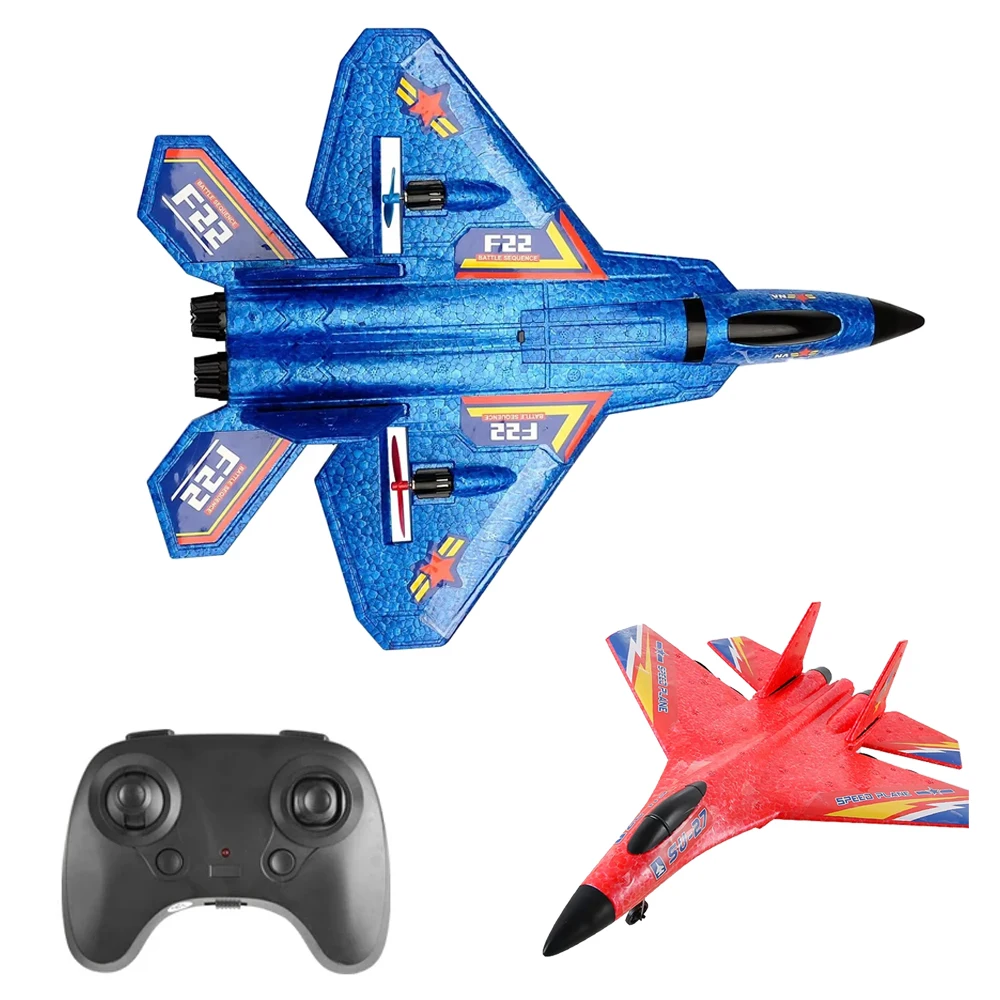 

F22 RC Plane SU27 2.4G Remote Control Airplane EPP Foam Waterproof Glider 2CH Aircraft with LED lighting Toys for Children