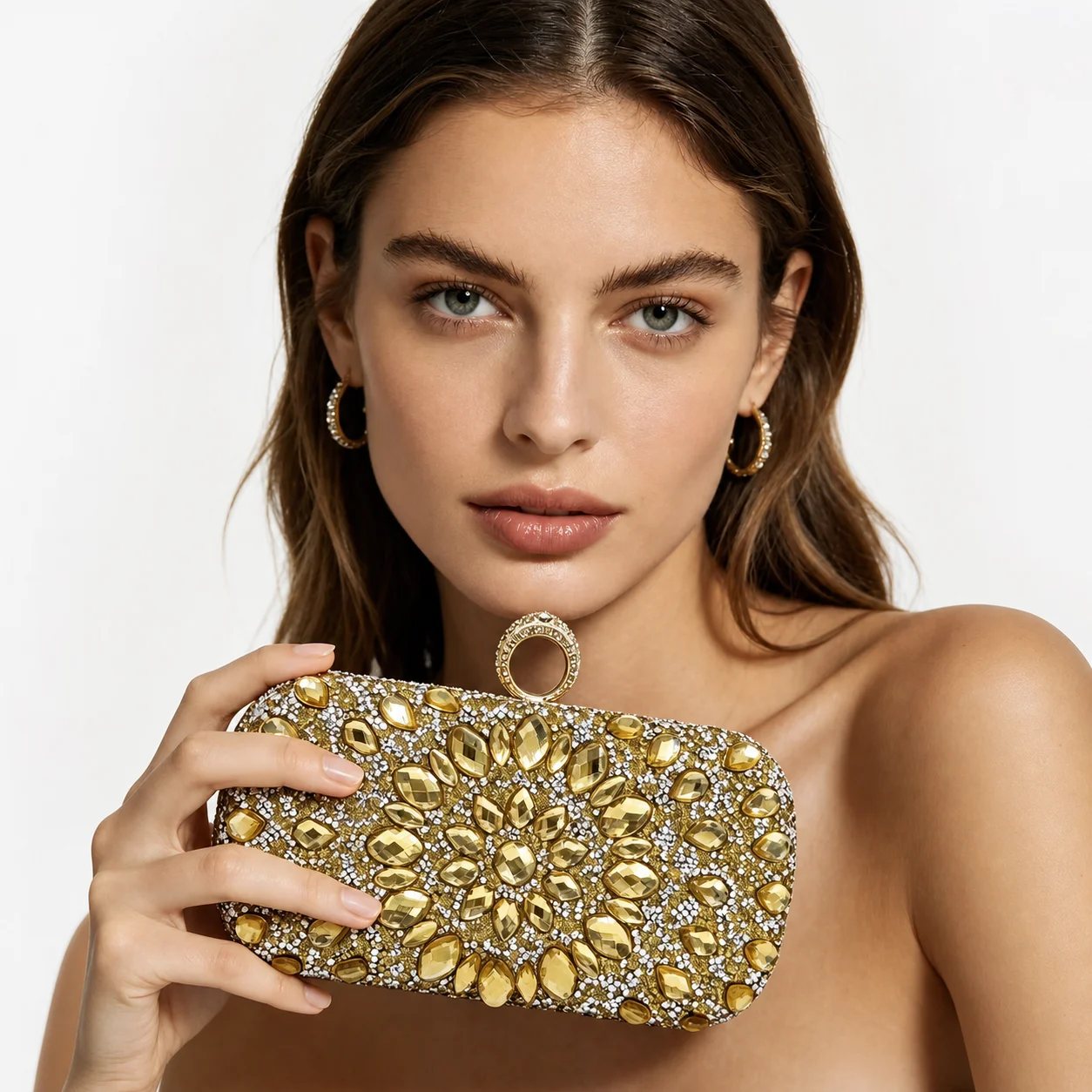 Full Diamonds Evening Bags Luxury Rhinestones Clutch Bags Female Purses Prom Wedding Dinner Clutch with Chain Shoulder Handbags view 6