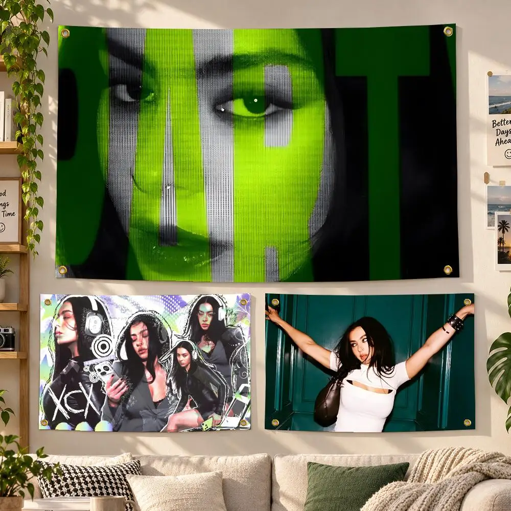 Singer Charli XCX Brat Y2K Club Pop Flags Personalized Banner Flag Room Dorm Camping Picnic Garage Bar Outdoor Wall Decor