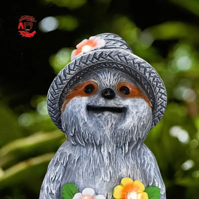 

AF90-Solar Powered Sloth Statue Garden Decor LED Light Resin Animal Sculpture Figurine Outdoor Yard Decoration