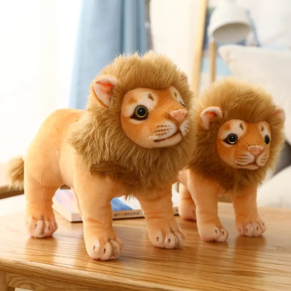 Forest Animal Simulation Male Lion Plush Toys Soft Plush Doll Lifelike Male Lion Stuffed Dolls 23/28cm Lion