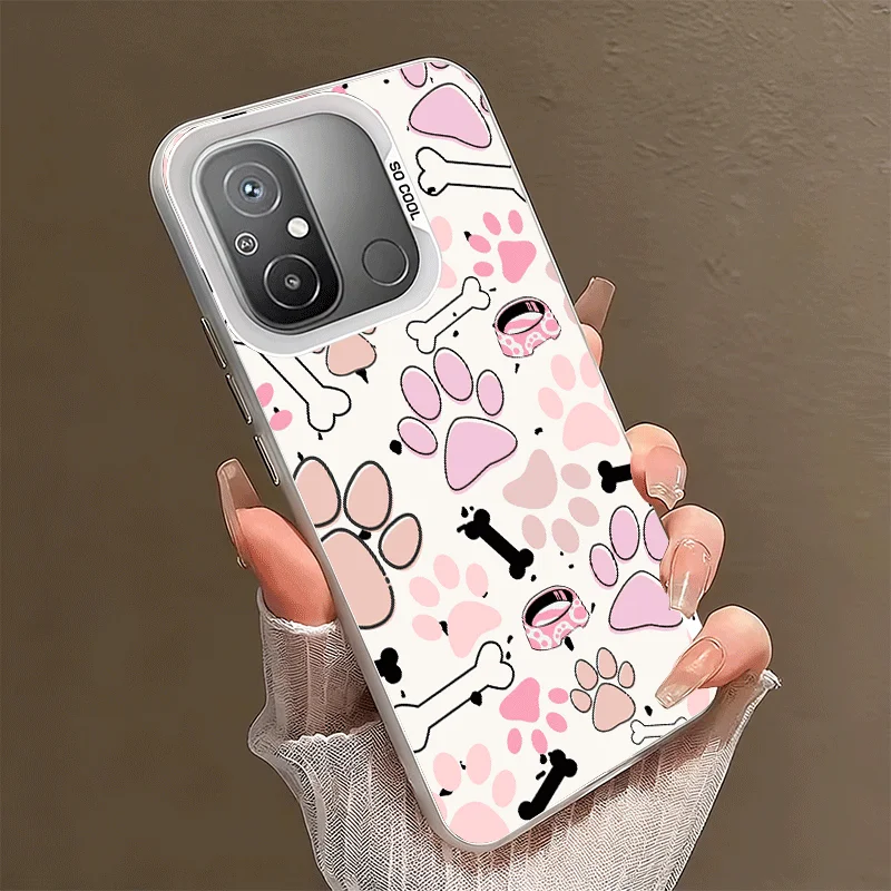 Dog Footprint Paw Cute Pattern Soft Phone Case for Xiaomi Redmi 15C 15 14C 13C 12C Poco X5 X6 X7 Pro X3 F8 F7 Ultra M8 13 12 Cov