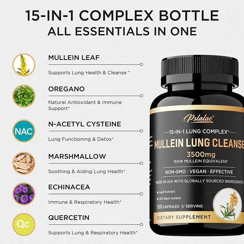 تنظيف الرئة من مولين - يعزز صحة الرئة، ويعزز إزالة السموم والدفاع المضاد للأكسدة، ويعزز الجهاز المناعي #3