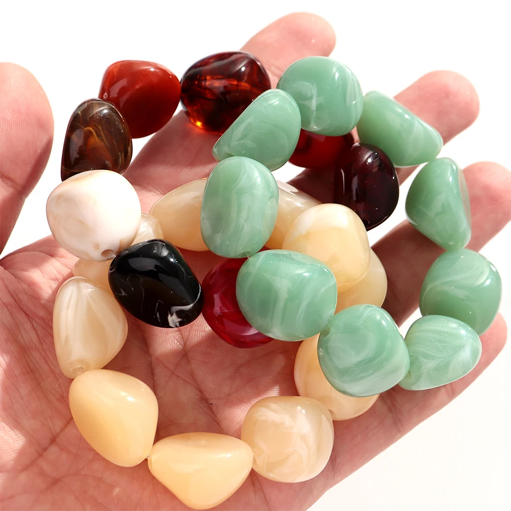 Boho Bunte Unregelmäßige Steinförmige Perlen Stretch-Armreifen Neues Geometrisches Harz-Perlenarmband 2026 Trendiger Schmuck – Detail 4