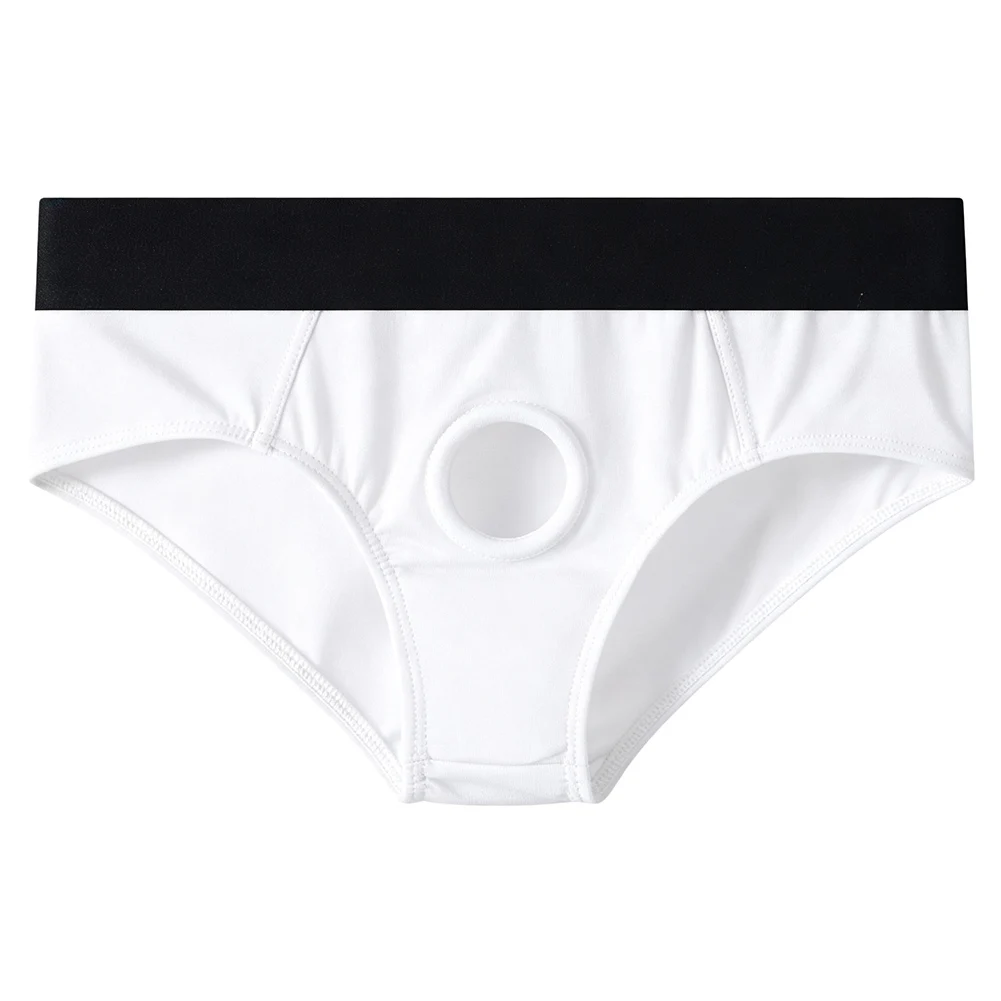 Men Front Hollow No Pouch Briefs Underwear Gay Erotic Lingine Panties Nightwear Sexy Open Silicone Ring Briefs Hole Lingerie