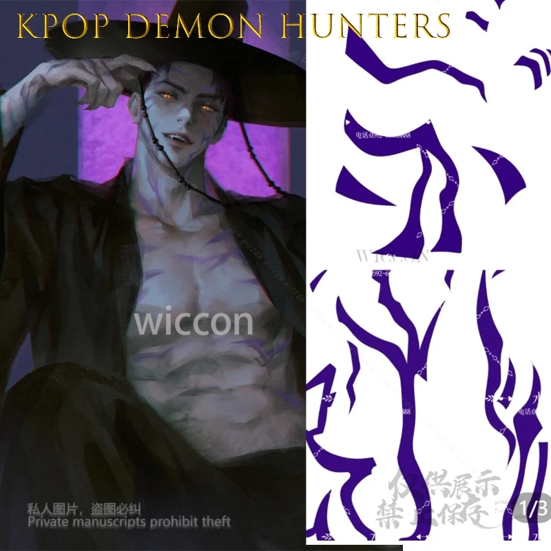 [Cos C COS] Kpop Demon Hunters Jinu Saja Boy Your Idol Tattoo Stickers Face And Hands KPOP Idol Makeup Accessories Halloween