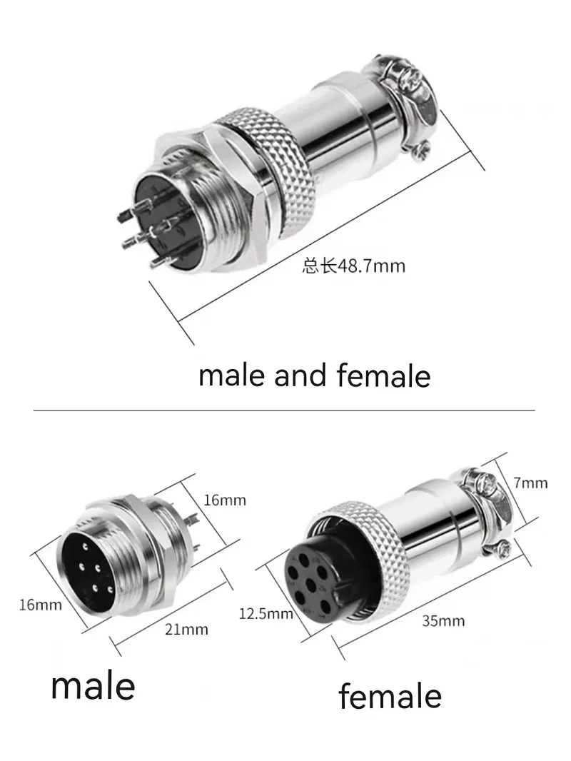 1 PCS  female and male of Aviation Connector diameter 16mm  2 /3 /4 /5/6 /7/8 /9 Pins GX16  Plug And Socket