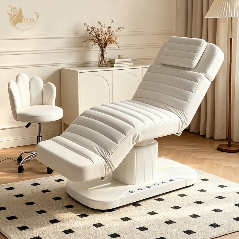 Motor Electric Facial Massage Bed With Memory Foam PU Leather Spa Treatment Table Height Adjustable For Lash Studio