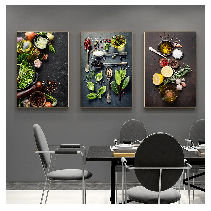 Canvas Painting Posters and Prints Cuadros Wall Art Pictures for Restaurant Dining Room Decor Kitchen Theme Mix Herb Spices