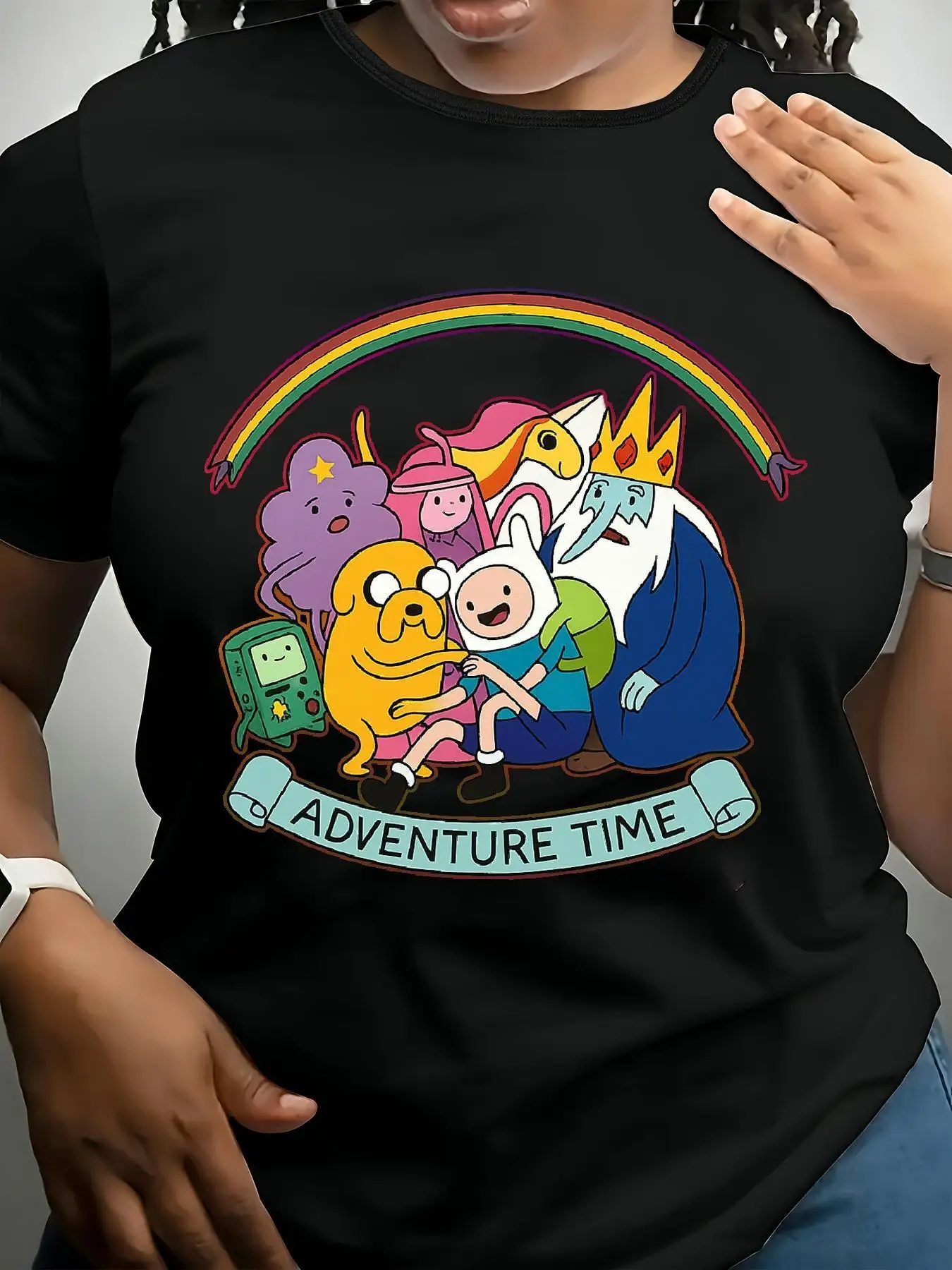 

Adventure Time Graphic Printing Summer Autumn Winter Cotton Men's and Women's T-Shirts Short Sleeves Luxury Outdoor Sports Brand