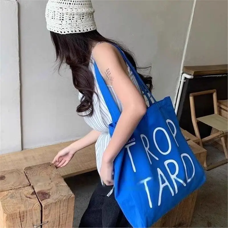 

2025 French Style Canvas Tote Bag Women Big Size Commuter Bag Casual Chic Shoulder Handbag Purse