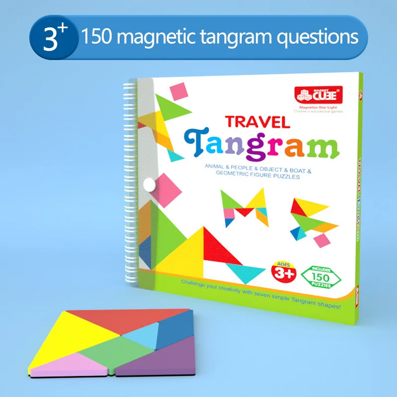 Magnetyczne puzzle tangramowe dla uczniów szkół podstawowych, zabawki poznawcze w kształcie geometrii matematycznej