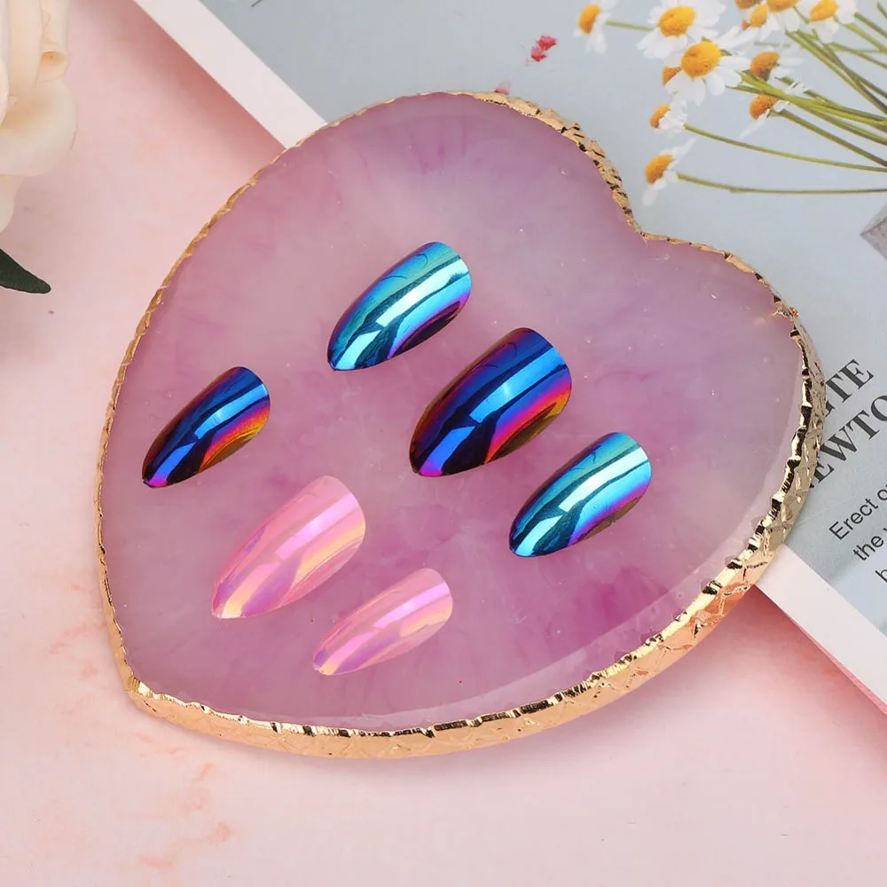 Delicate Heart Shaped Nail Art Palette Resin Gold Edge Resin Nail Plate Display Board Color Mixing Plate For Manicure