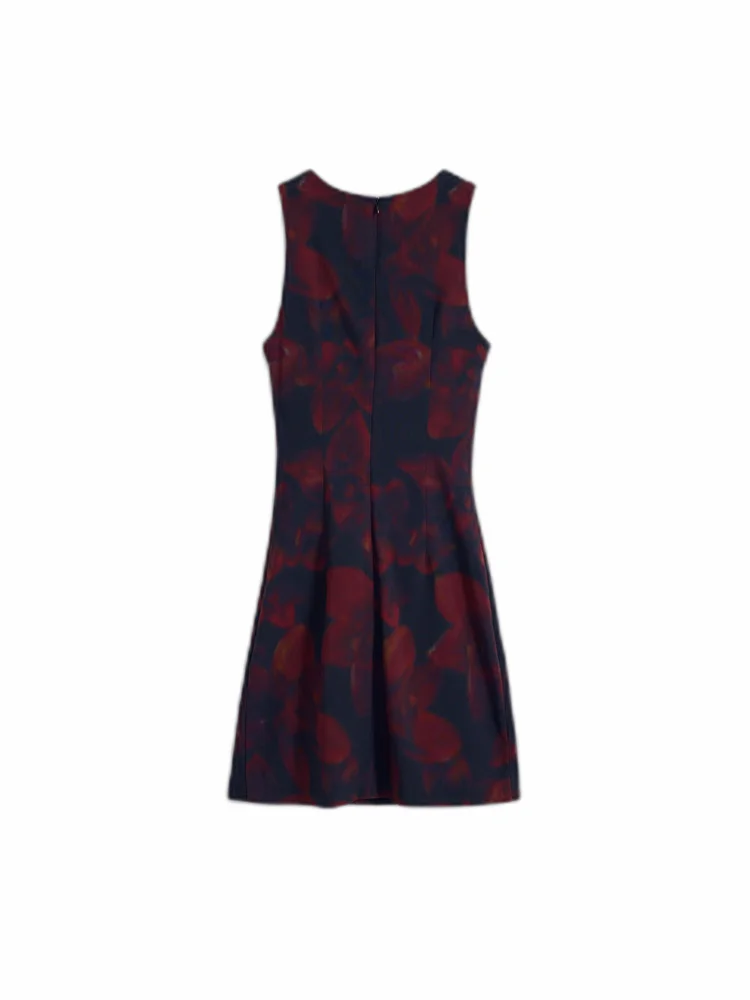 Pedido original de vestido esticado floral estampado espanhol sem mangas para comércio exterior