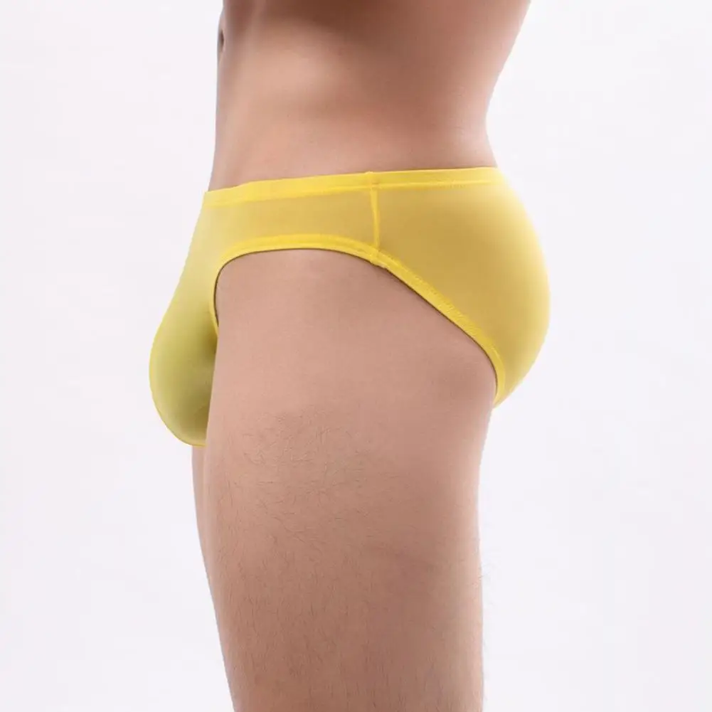 

Transparent Comfortable Ice Silk Men Breathable Pouch Panties Bikini Shorts Briefs Low Waist Intimate Underwear