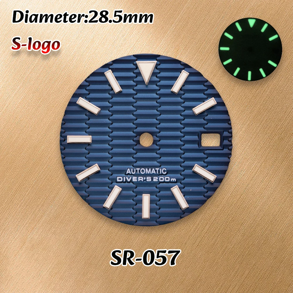 NH36/NH35 Movements S Logo 28.5mm Slope Dial C3 Green Luminous High Quality Watches for men Watch Modification Accessories