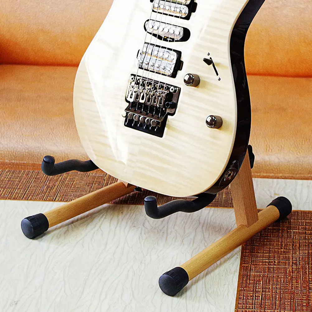 Wooden Foldable Guitar Stand Stable Triangular Structure Scratch Proof Bass Support Rack Guitar Stand Bass Holding Rack