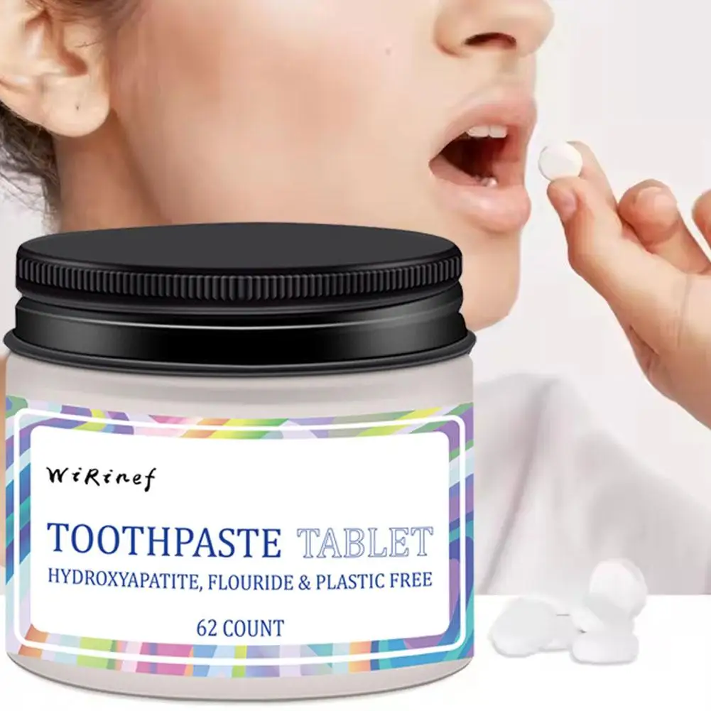 Tandpasta Tabletten 62 stks/pot Nano Hydroxyapatite Tandpasta Gratis Reizen Natuurlijke Tabs Whitening Zorgvriendelijke Fluoride Denta V0Z4