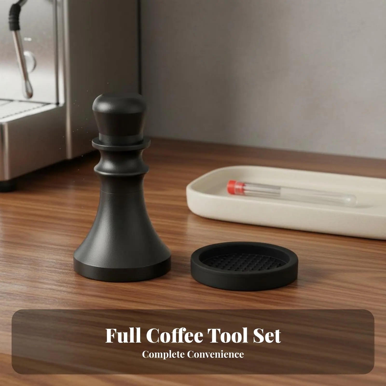 

3 Pieces Coffee Pointed Distributor and Tamper Set Reduces Uneven Flow Coffee Tamper and Distributor Set for Cafe