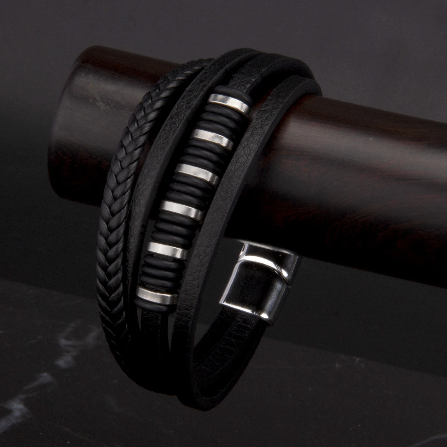 11 Types Woven Leather Man Bracelets Gift Zinc Alloy Bracelet For Man Black Rope Hand-woven Multi-layer Brown Male Bangle Punk