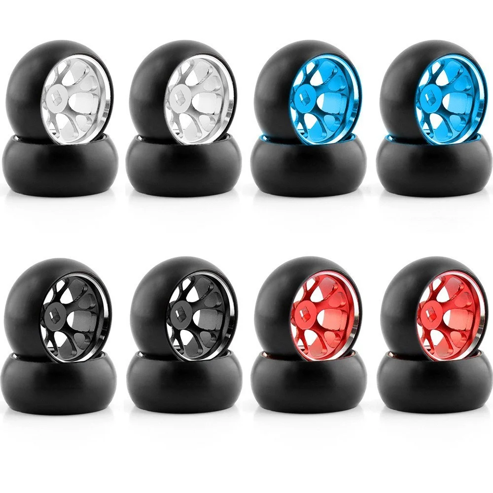 

4PCS Drift Tires Wheels Metal Rims for Wltoys K989 K969 P939 284131 MINI-Q 1/28 RC Car Vehicles Model Parts B Versions