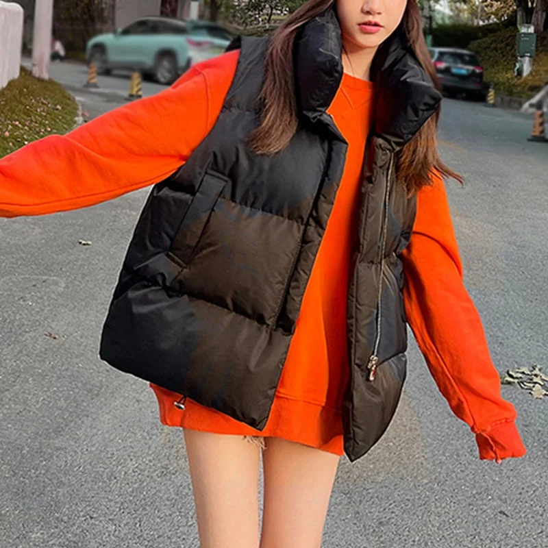 Women\'s Cotton Vest Winter Warm Short Vest Coat Autumn Pockets Casual Fashion Sleeveless Jacket Solid Waistcoat For Female