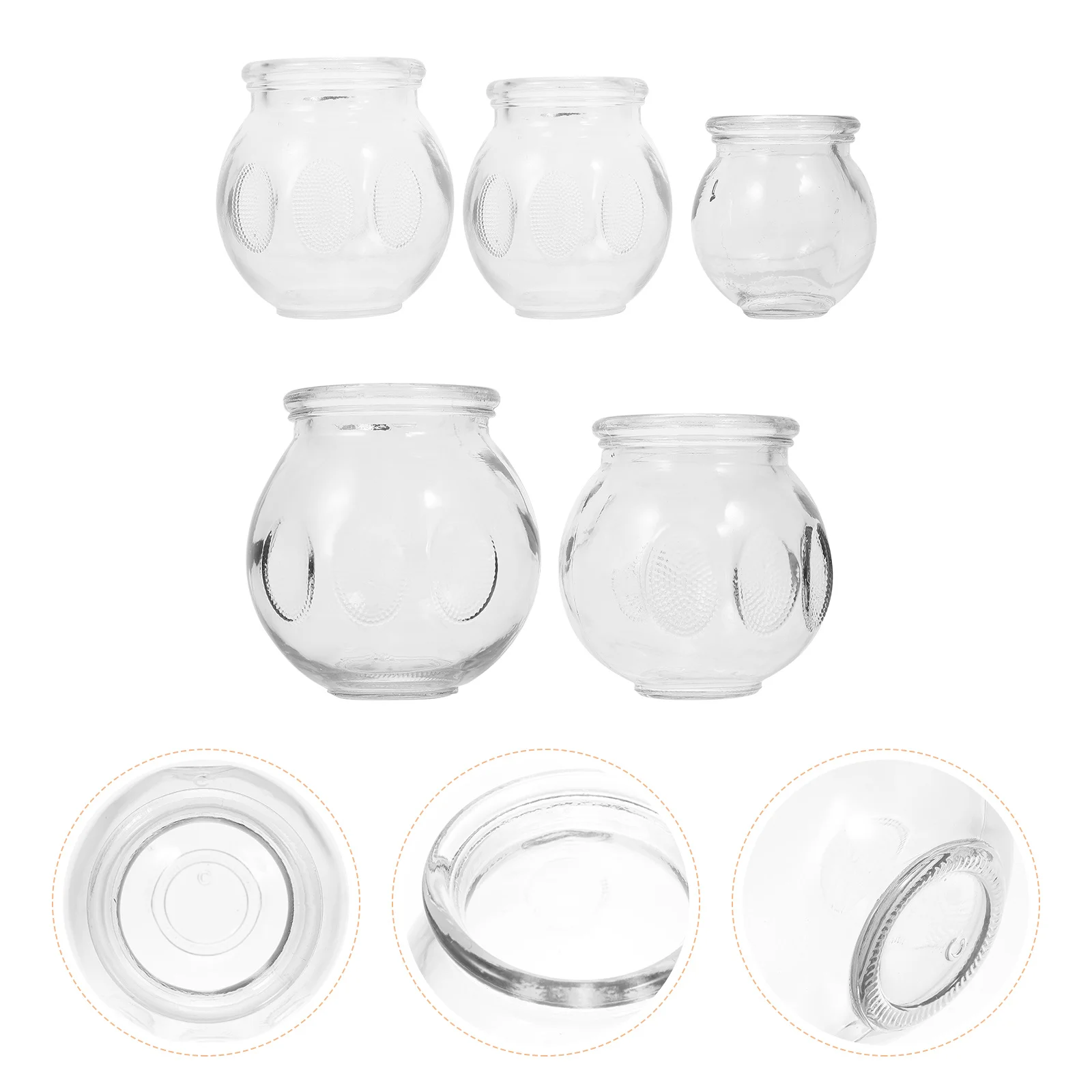 5 قطعة جهاز علاج فراغ الحجامة الزجاجية تصميم بسيط امتزاز قوي آمن مقاوم للانفجار التصريف اللمفاوي #6