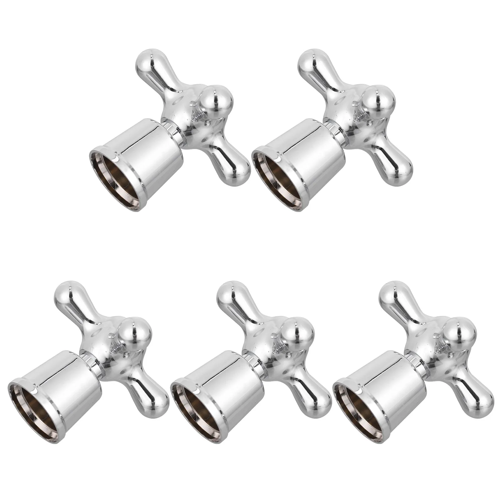 Universal Faucet Knob Hot Cold Buttons Silver Plastic Replacement Caps for Kitchen Bathroom Easy Install