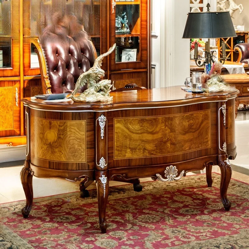 American birch  European desk Villa study furniture Antique class desk Computer  Cabinet combination furniture