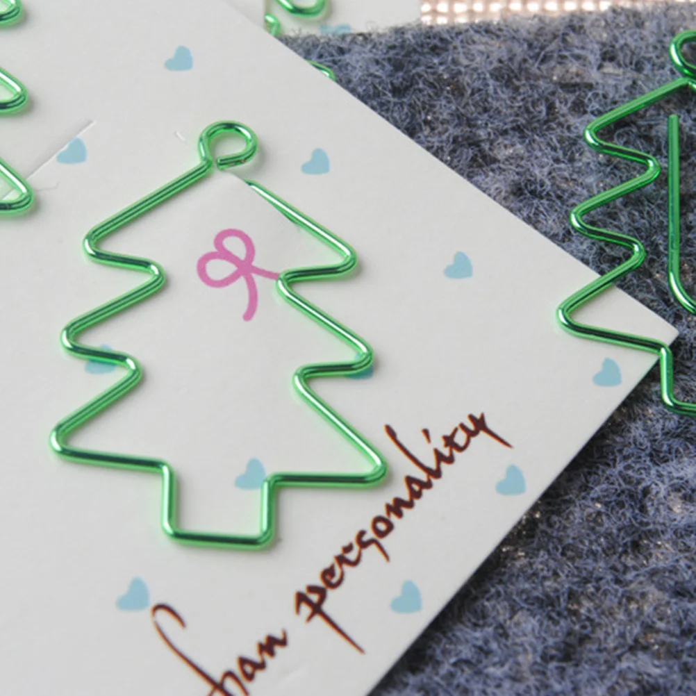 6 قطعة مشابك ورق شجرة عيد الميلاد الإشارات المرجعية الملونة تصميم معدني ممتاز عقد قوي المنزل مكتب المدرسة استخدام حامل رسائل المال