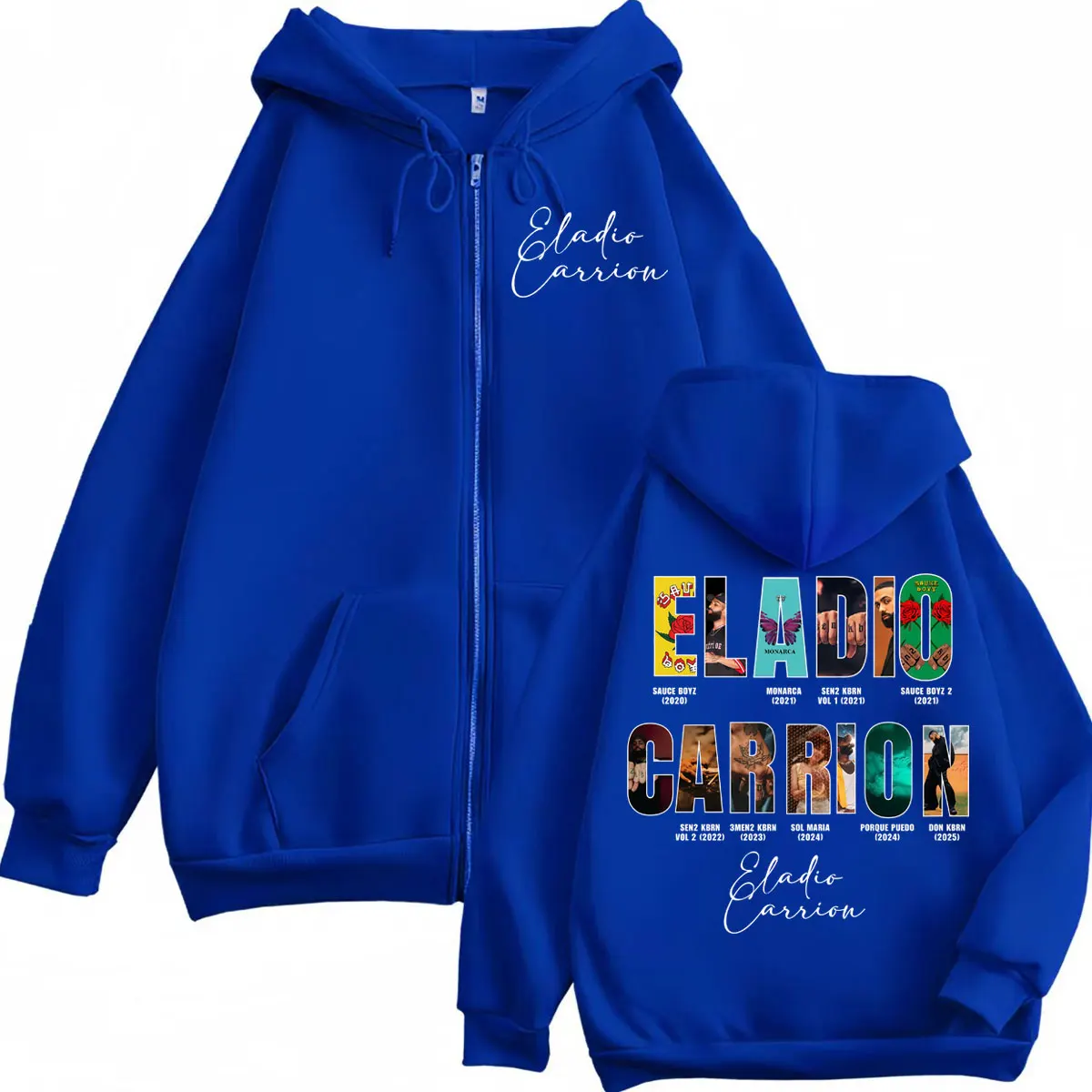 นักร้อง Eladio Carrion อัลบั้ม Merch Zipper Hoodie ผู้ชายผู้หญิง Hip Hop แฟชั่น Zip Up เสื้อกันหนาว Harajuku Y2k ขนาดใหญ่ Pullovers