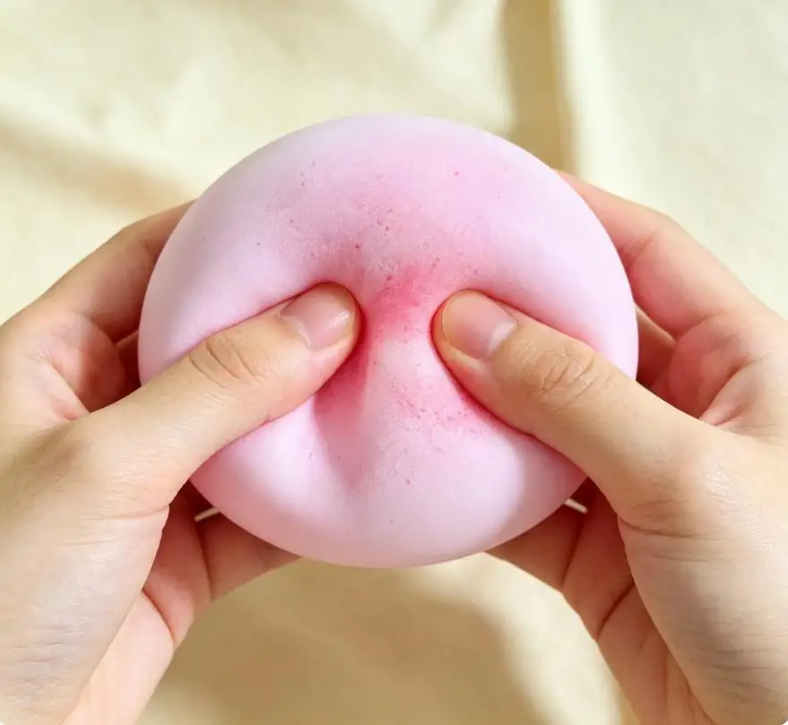 Squishy Simulated Pink Buns Squeeze Toy Soft Stress Relief Slow Rising Sensory Fidget for Anxiety ADHD Autism Gifts for Kids