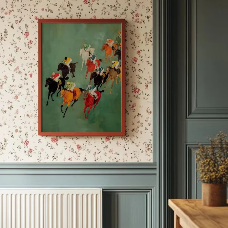 Vintage Horse Racing Printable Wall Art Colorful Jockeys Canvas Prints And Posters Modern Equestrian Home Decor Wall Pictures