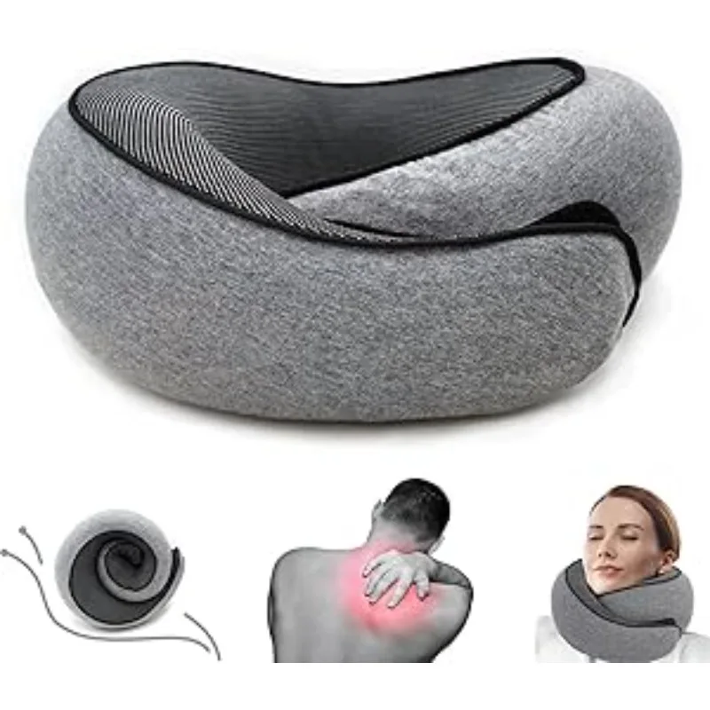 

U-shaped Travel Pillow Memory Foam Full Neck Surround Pillows for Traveling Flight Sleeping Portable Foldable Travel Essentials