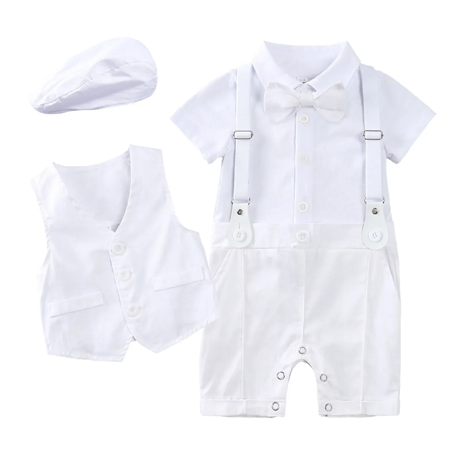 Toddler Boys Sleeveless White Shirt Jumpsuit Vest Coats Child Kids Gentleman Set&Outfits Baby Boy Set 6 Months