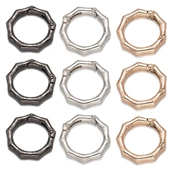 5pcs Metal Bamboo Spring Ring Keychain Round Connector Buckle For DIY Clasps Bag Handbag Carabiner Pendant Jewelry Accessories