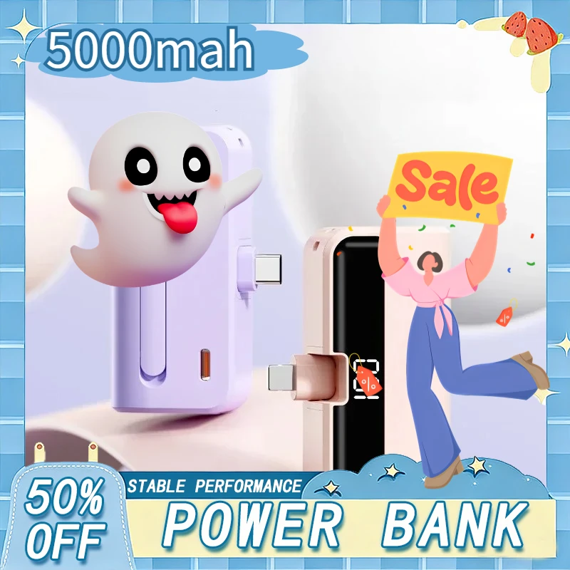 

5000mah Capsule Power Bank Portable Large Capacity Super Fast Charging Mini External Battery for iPhone Huawei Samsung