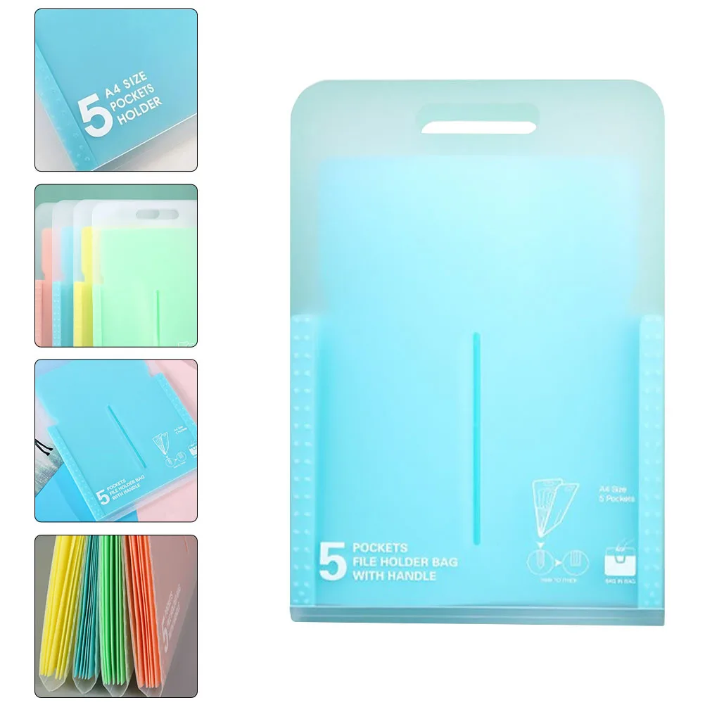 

A4 Accordion File Folder Expandable 5 Pocket Document Organizer Portable Pp Material For Home Office School Travel Use A4