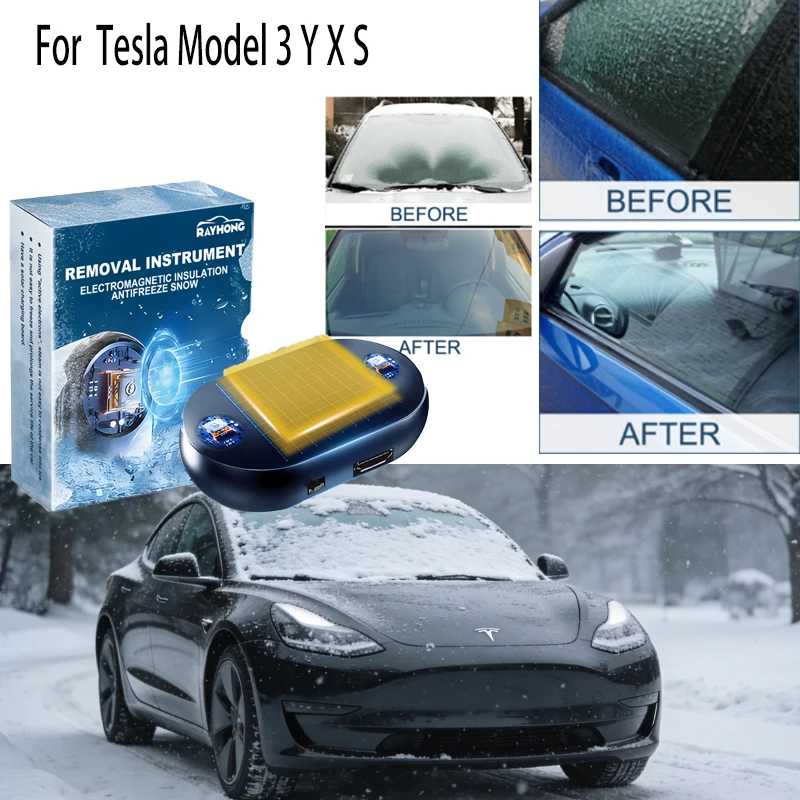 

For Tesla Model 3 Y X S Car Window Glass Car Ice Defroster Windshield Snow Removal Window Glass Microwave Deicing Device