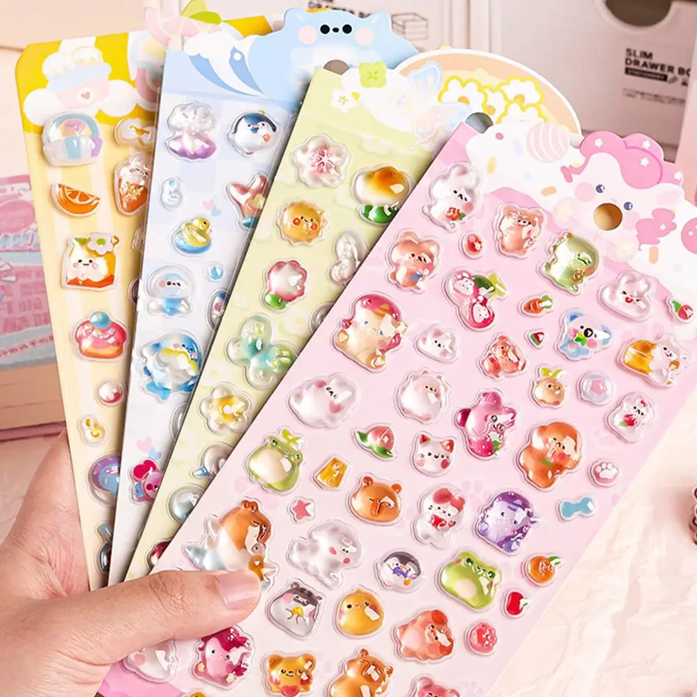 Pegatinas japonesas en relieve 3D, dibujos animados, lindo fantasma de cristal, gota de Animal, pegatinas para diario, papelería DIY, decoraciones para teléfono móvil