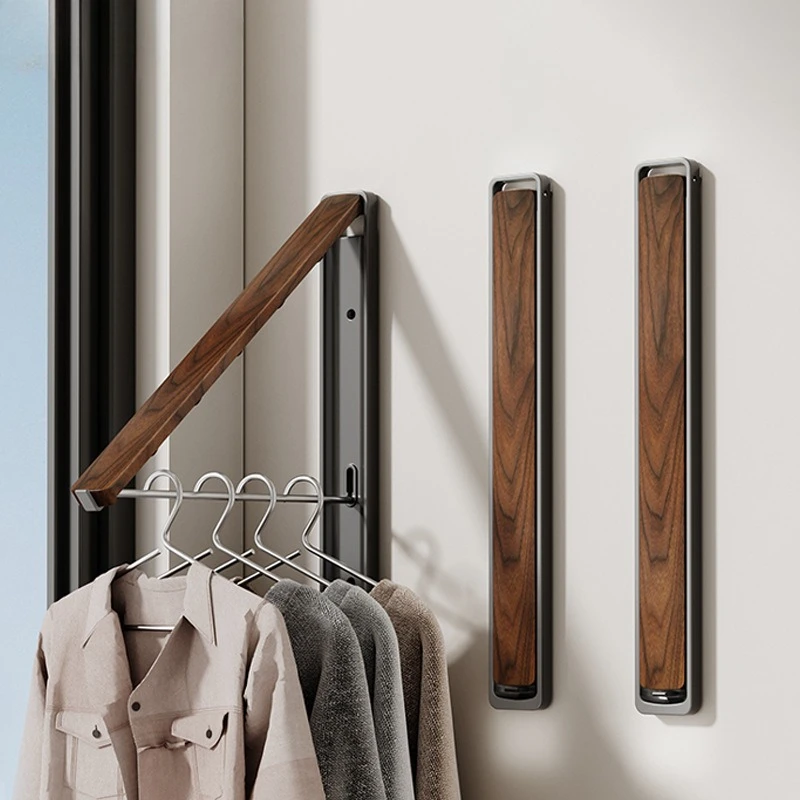 Punch-free Wall Mounted Foldable Clothes Drying Rack Space Aluminum Hidden Laundry Hanger for Balcony Indoor Window Sill Use