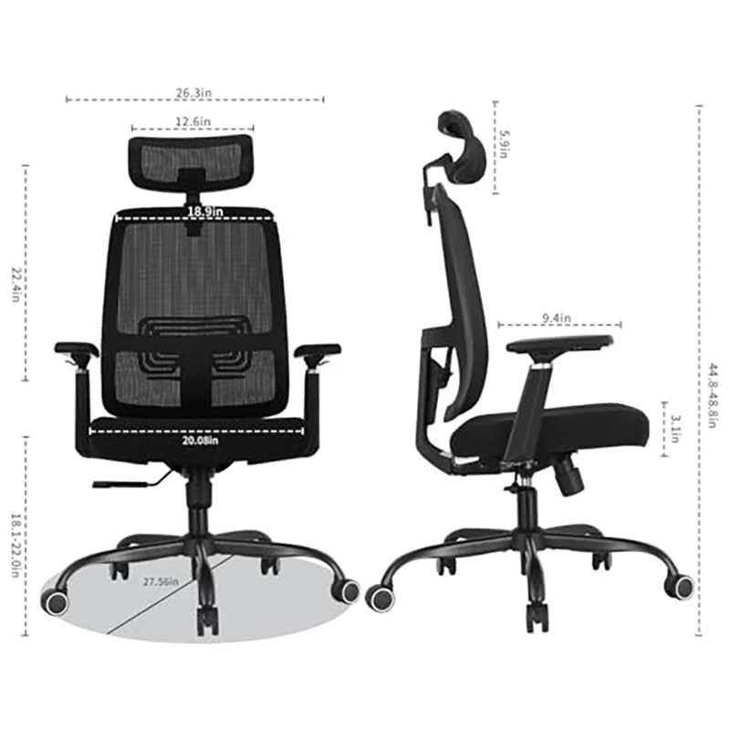 OMESER Ergonomic Office Chair, High Back Adjustable Swivel PU Leather Desk Chair with Headrest & Lumbar Support for Home Office