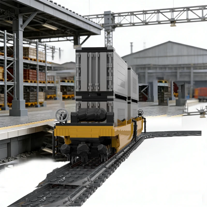 994ピース スーパーカー ダブルスタック レール輸送ワゴン MOC カスタマイズ モジュラービルディングブロック 人気 シンプル DIY 男の子向けおもちゃ 誕生日プレゼント