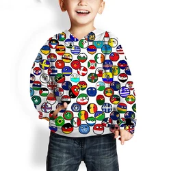 Polandballs Countryballs Cartoon Hoodie Funny 3D Printed Kids Sweatshirts Trendy National Balls Boys Girls Pullovers