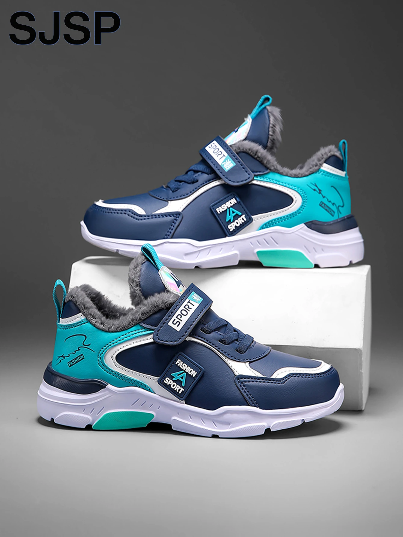 أحذية أطفال للخريف والشتاء، أحذية رياضية للأولاد، مغطاة بالجلد، مبطنة بالمخمل، قابلة للتنفس، غير قابلة للانزلاق، أحذية رياضية متعددة الاستخدامات للأطفال في منتصف العمر وكبار السن وطلاب المدارس الابتدائية