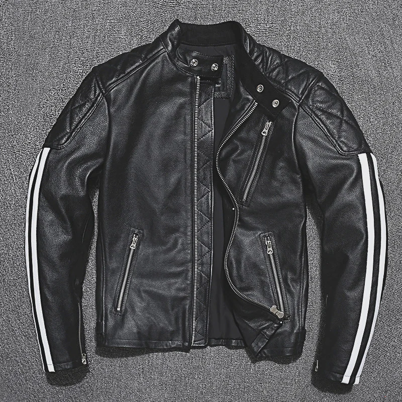 shipping.quality rider leather Free jacket.cool fashion men cowhide coat.cheap slim short leather clothes.dropship.wholesales