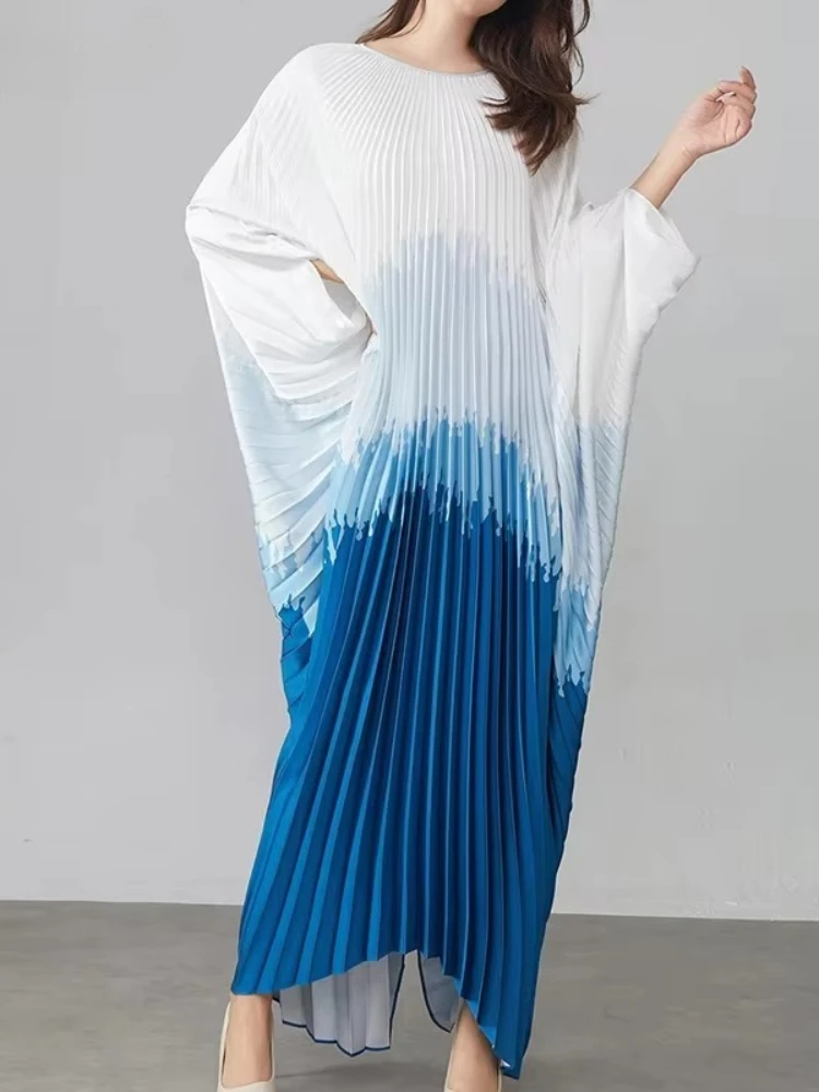 

ANLAN New Item Fashion Loose Printing Batwing Sleeve Long Skirt Women's Dress Round Neck Casual Style Female Dresses 2AN4691