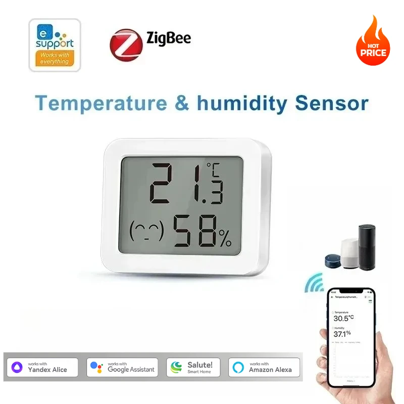 

Zigbee3.0 Датчики температуры и влажности Мониторинг в помещении в режиме реального времени Совместимость с температурой eWelink Google Alice Salute Yandex